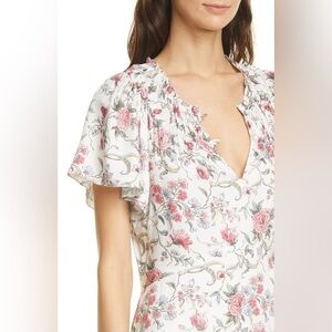 Rebecca Taylor Esmee Floral Top Silk Cotton Blend lined blouse size 6